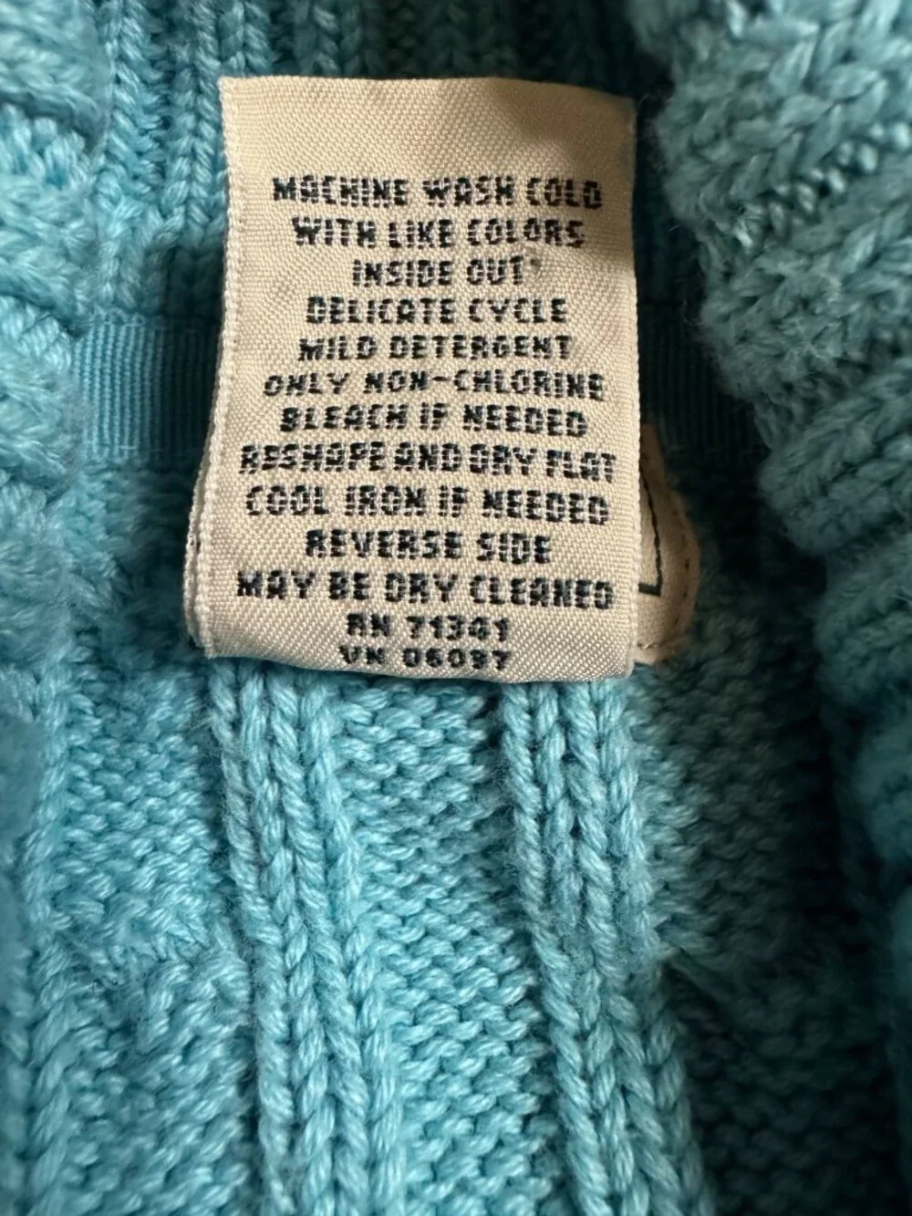 L.L.Bean Blue Cable Knit Cardigan Sweater Short Sleeve Women’s L - Picture 5 of 5